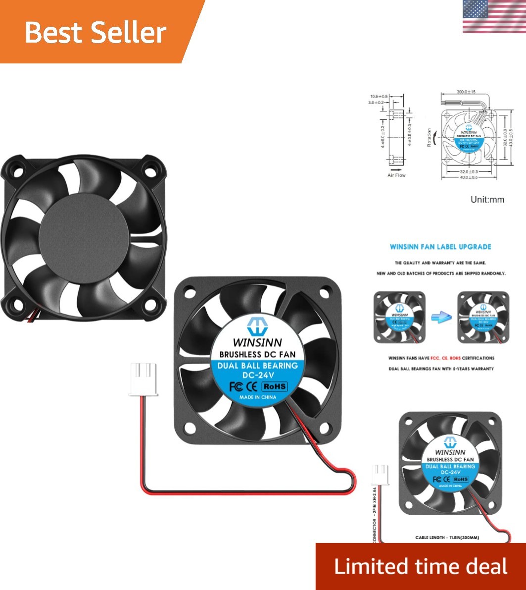 Quiet 40mm 24V Cooling Fan for Ender 3/CR-10 - Durable Dual Ball Bearings 2 Pcs