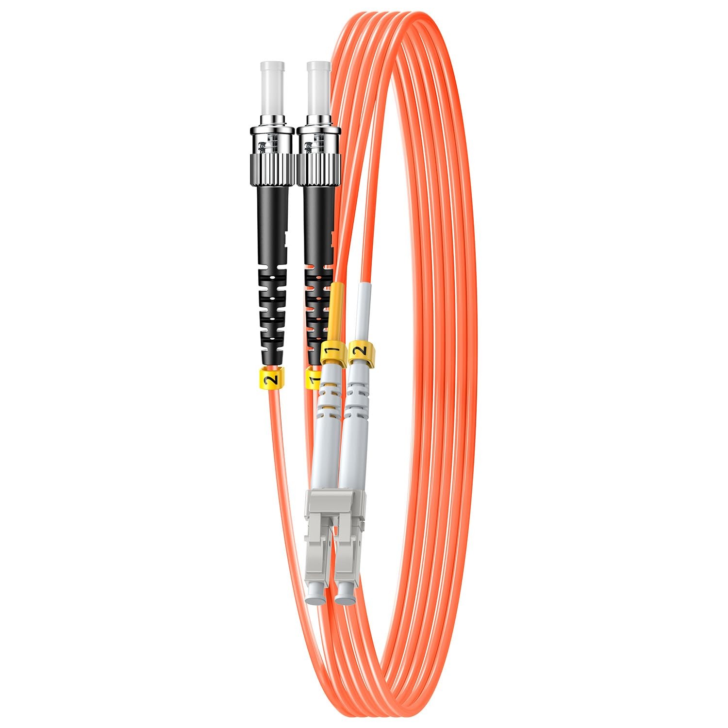OM1 LC to ST Multimode Fiber Patch Cable, 5FT/1.6m, 1Pack