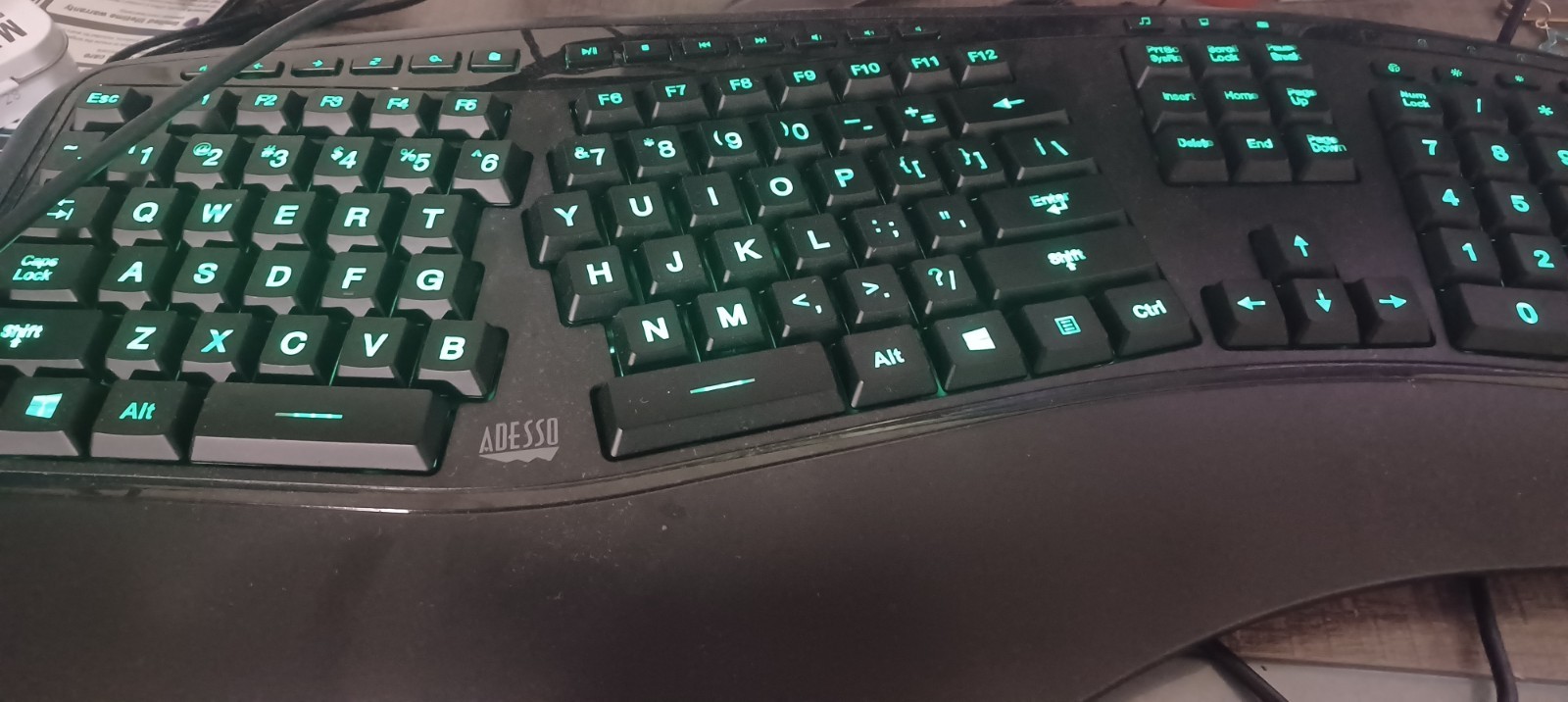 Adesso Tru-Form 150 3-Color Illuminated Ergonomic Wired Keyboard LED ~ AKB-150EB
