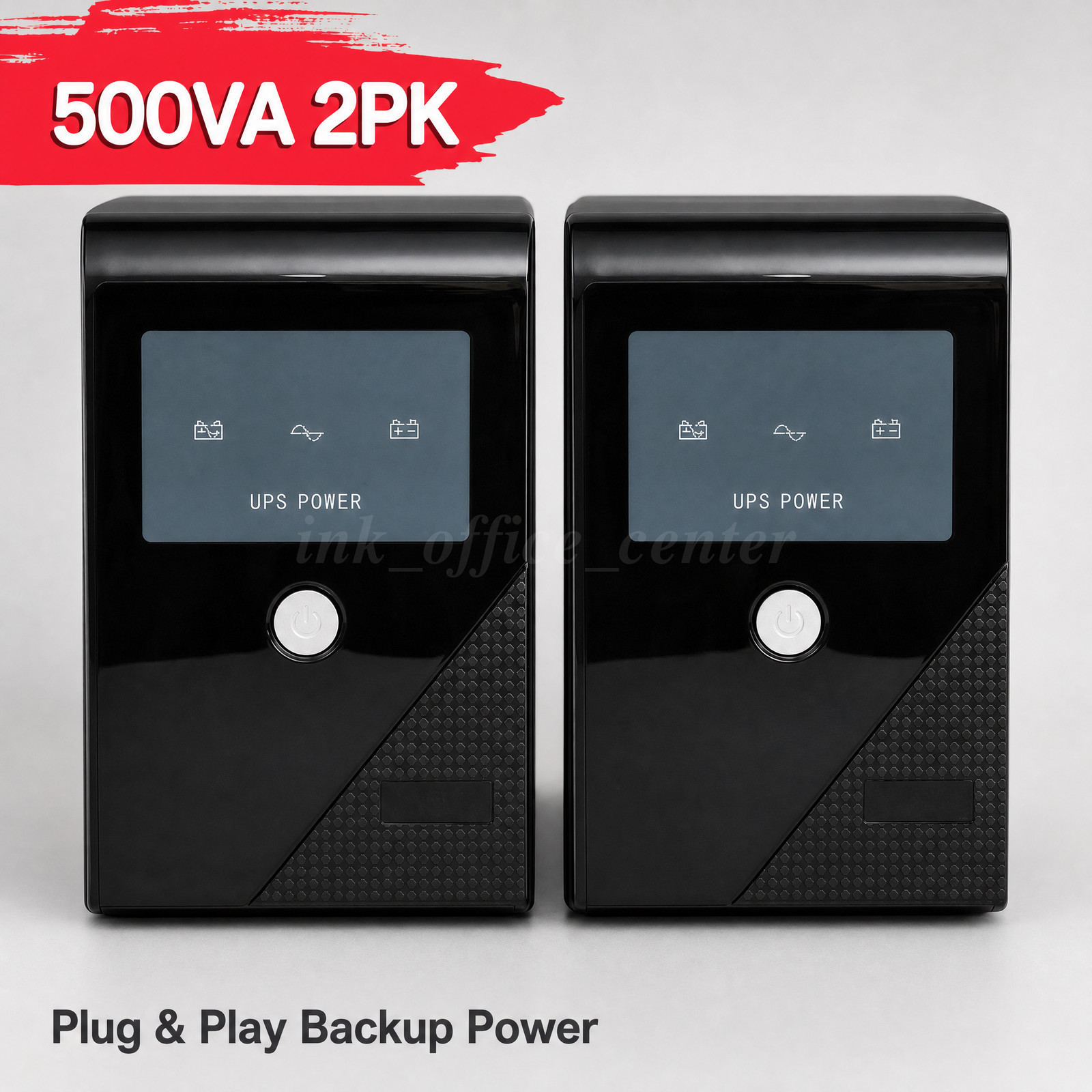 2PK Reliable 500VA 300W UPS Power Backup with 3 Outlets Great for Home or Office