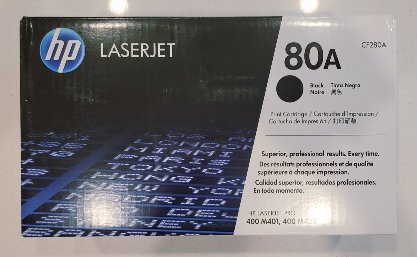 Genuine HP CF280A 80A Black Toner Cartridge New in Sealed Box 400 M401 400 M425