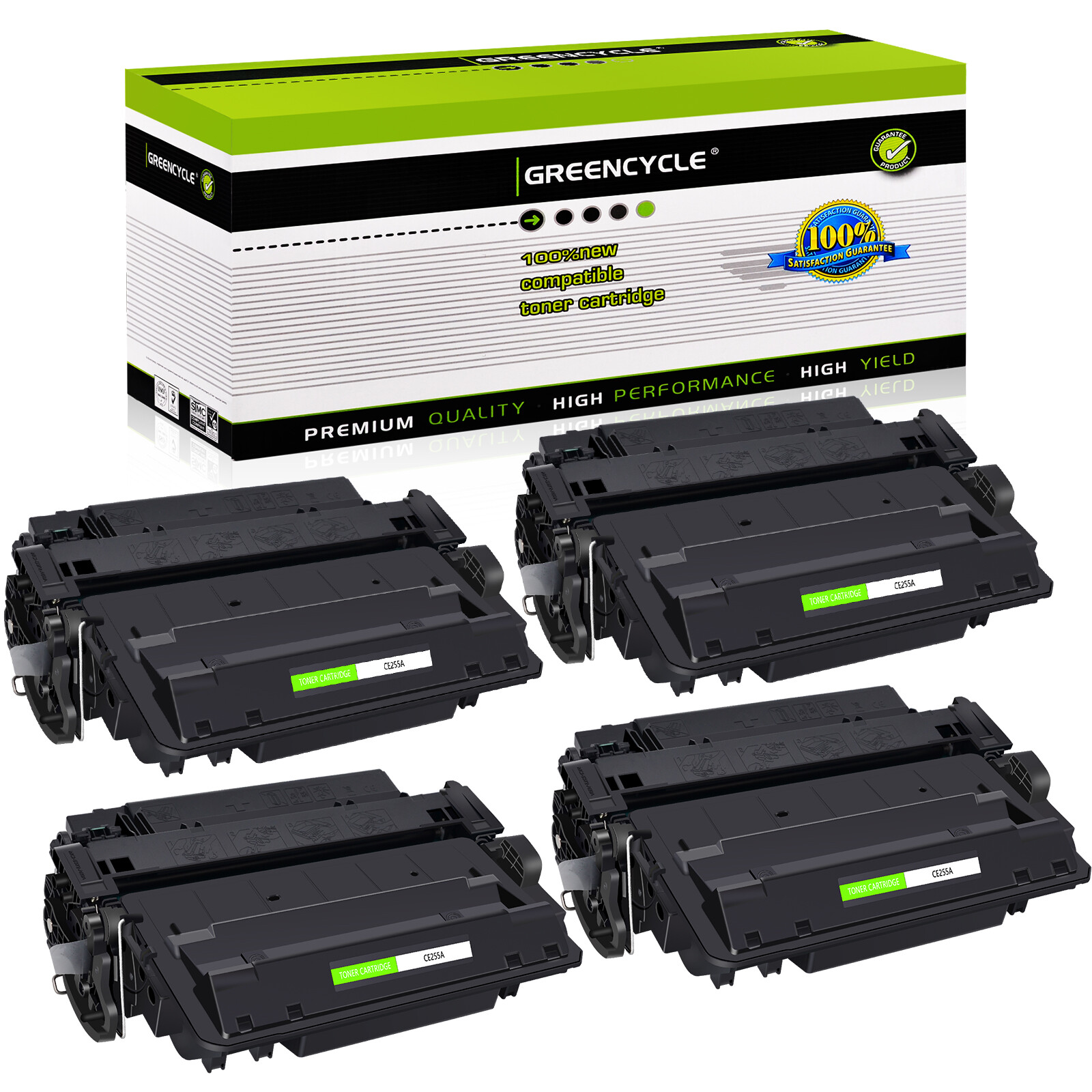 4 Pack CE255A 55A Toner Cartridge fit for HP LaserJet Pro P3011 P3015X MFP M525C