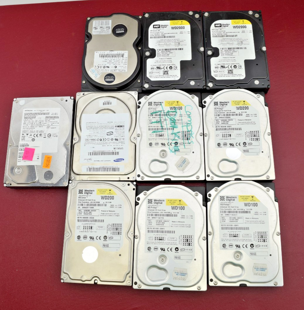 10 IDE SATA ATA Hard Drive Lot WD Hitachi Samsung Parts Only 5986