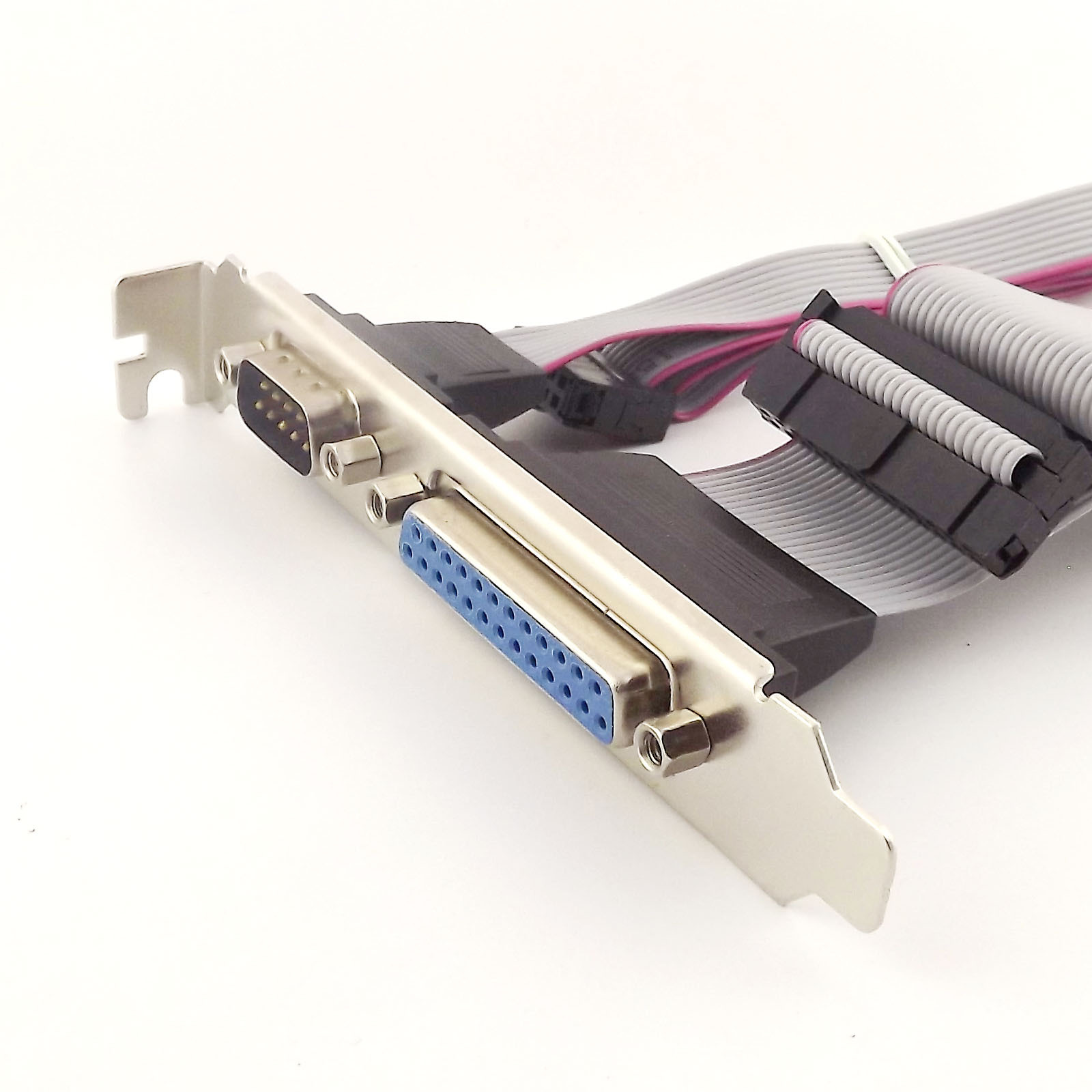 1x Serial DB9 COM with Parallel DB25 LPT to 10/26Pin IDC Flat wire Cable Bracket