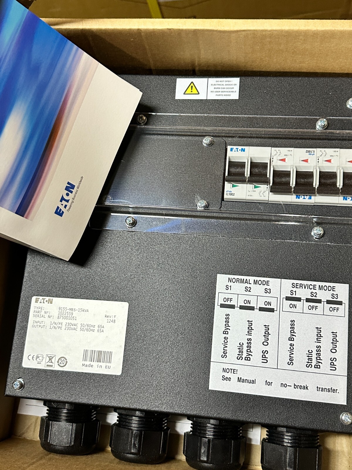 1pc x Eaton 9155-mbs-15kva Bypass Switch 1022559