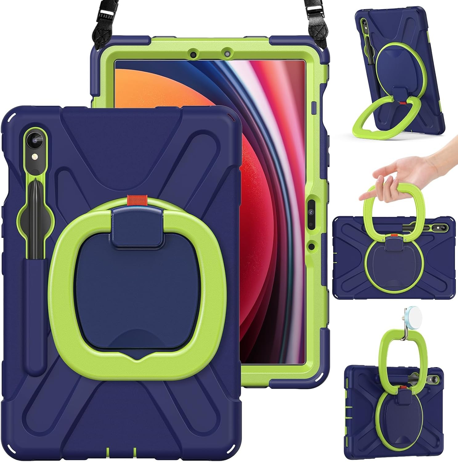 Heavy Duty Silicone Case for Galaxy Tab S10 Lite 10.9"/11" with Kickstand & Stra