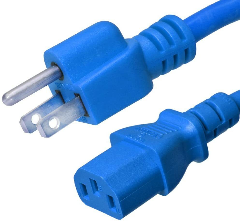 20 PACK LOT 1ft 5-15P - C13 Blue Power Cord 14AWG 10A/1250W 125V 3-Prong 0.3M