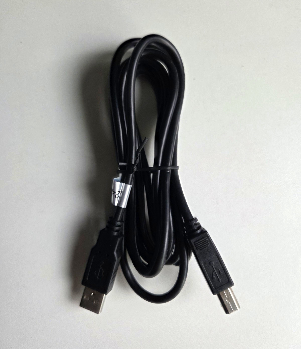 Black USB-A Male to USB-B Male Round USB Cable, 6ft