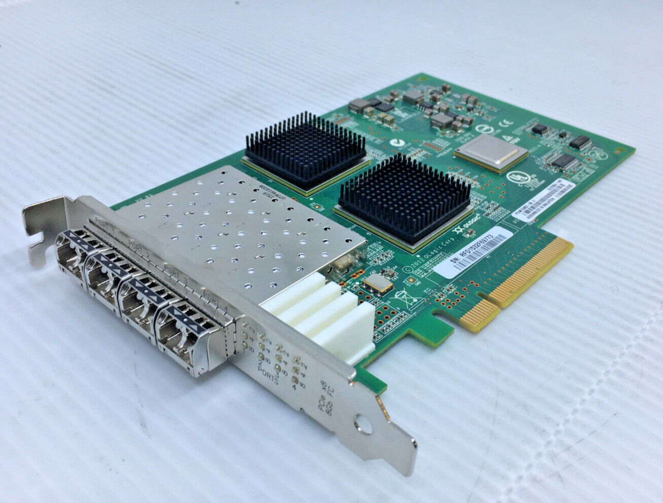 Qlogic QLE2564 4 Port FC HBA PCI-E2 x8 8Gb PX4810402-06 E w/ 4 Transceivers