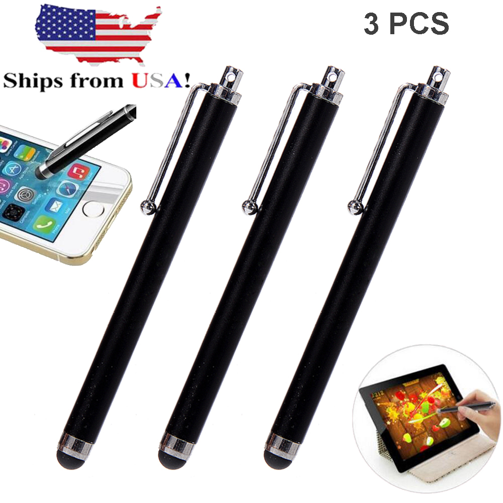 3 Pack Universal Black Touch Screen Pen Metal Stylus Fr iPhone 8 7 iPad Samsung