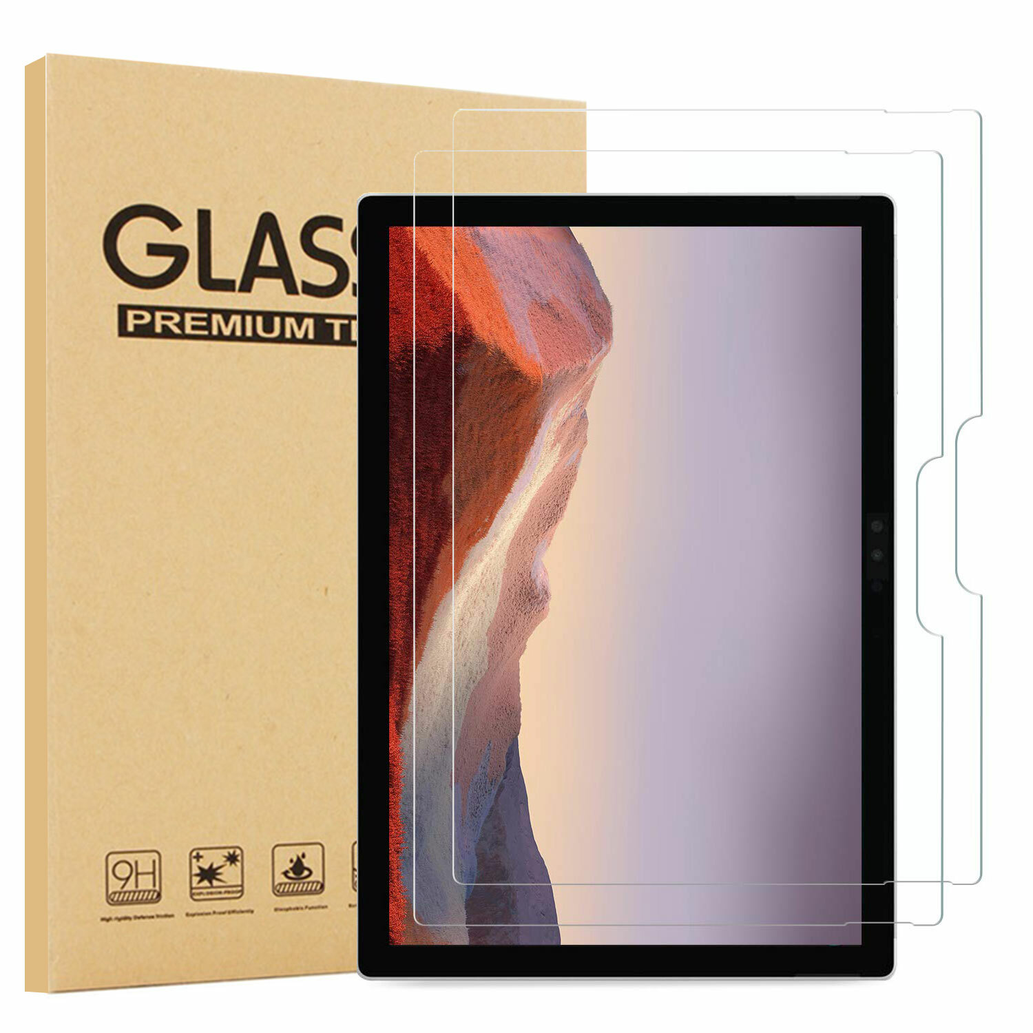 2X Crystal Clear Tempered Glass Screen Protector for Microsoft Surface Pro 7