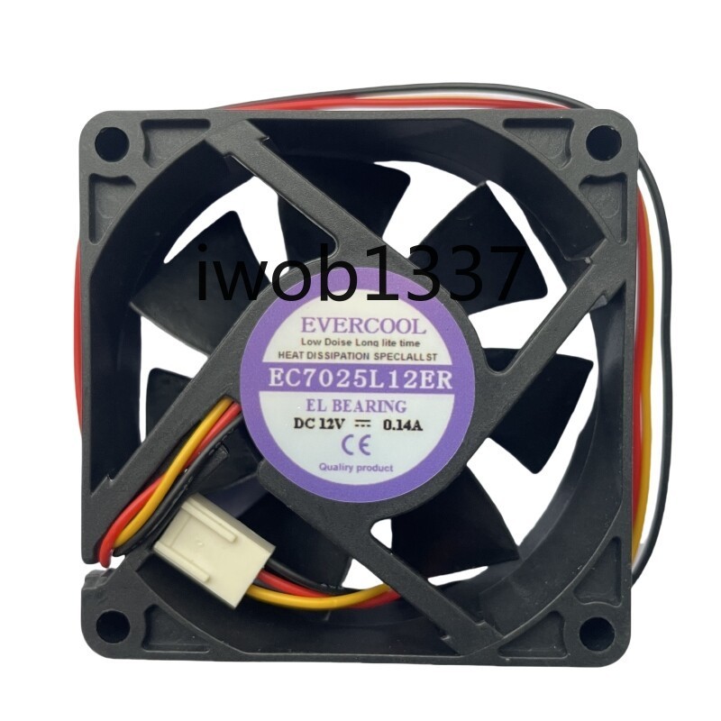 New Fan EC7025L12ER for EVERCOOL 7025 DC12V 0.14A 3-wire Heat Dissipating Fan