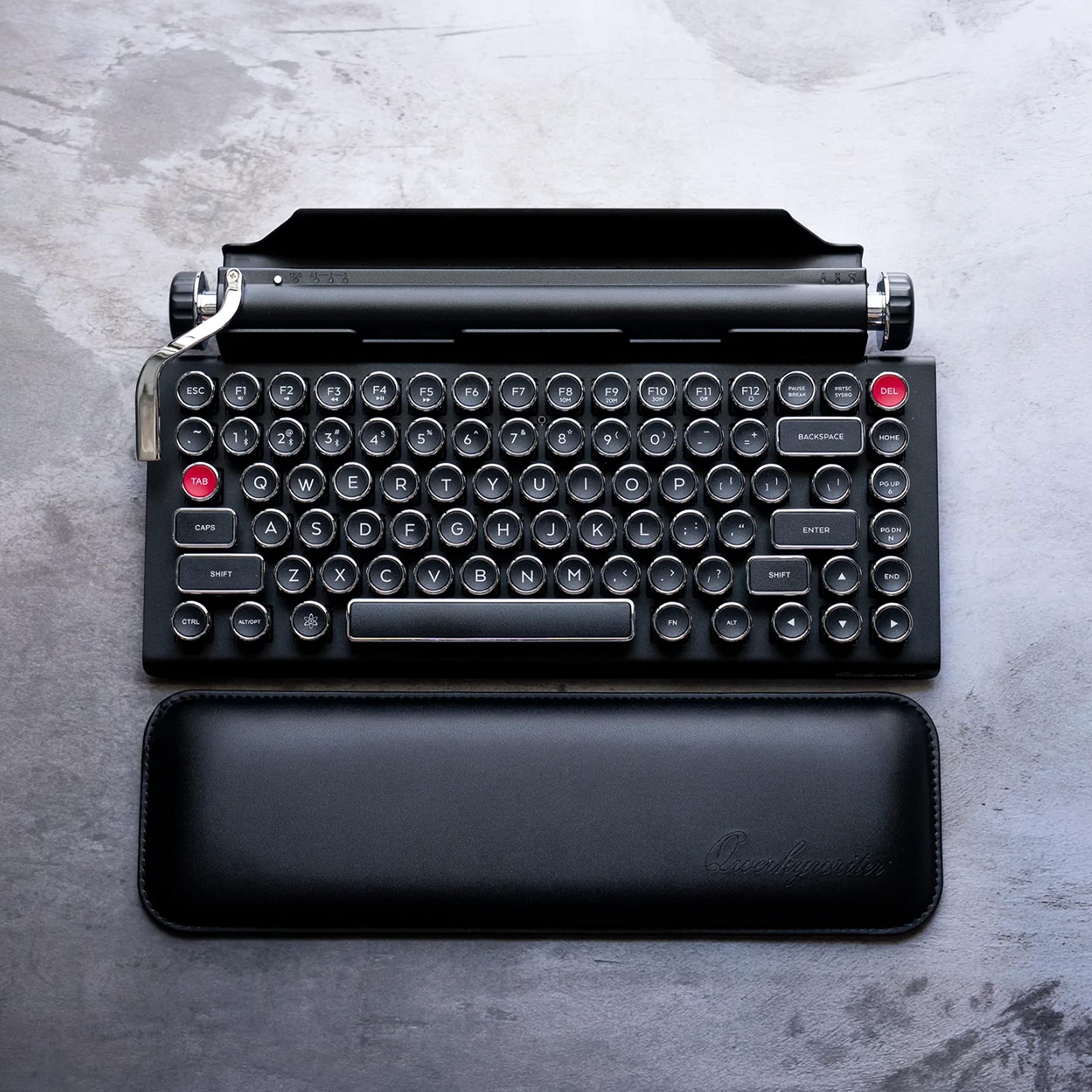 QWERKYTOYS Qwerkywriter Official PU Leather Wrist Rest 33x10x2.5cm, Black