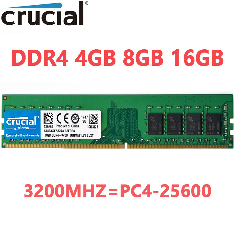 Crucial DDR4 4GB 8GB 16GB 3200Mhz  PC4-25600 288pins Desktop Memory Dimm Ram