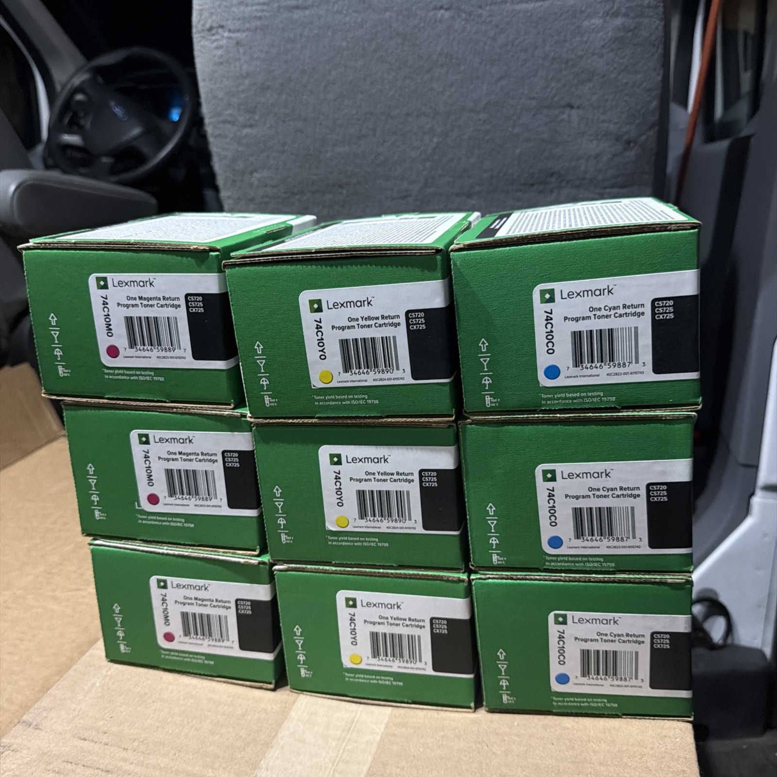 New Lexmark 74C10M0(3), 74C10Y0(3), 74C10C0(3) Program Toner Cartridges (9 Pcs)