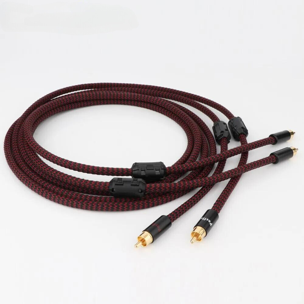 Pair Audio RCA Cables W/ Male Plugs OFC Copper Signal Wires for HiFi Speaker AMP