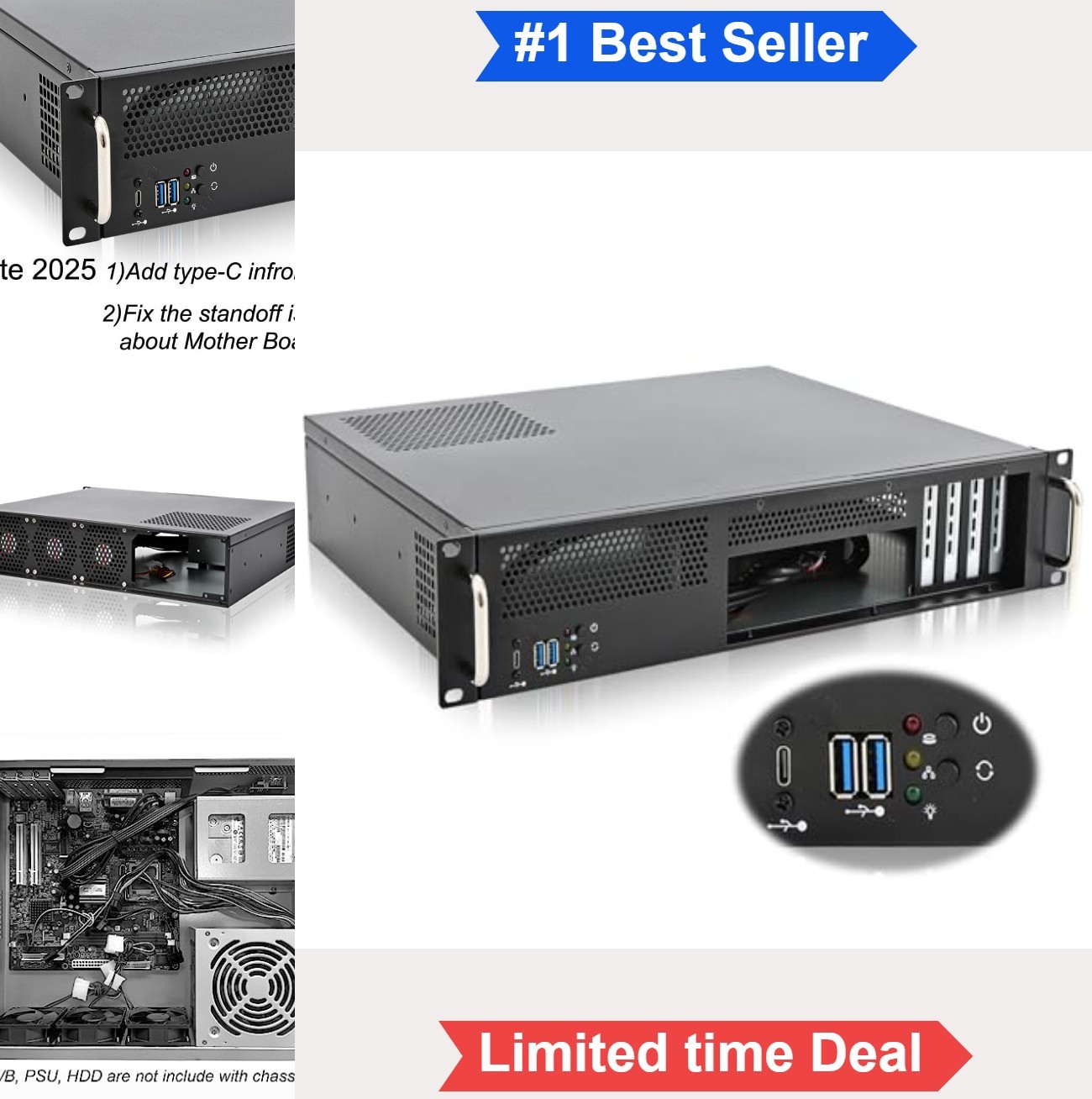 2U Server Chassis Short Depth 14 Inch Front I O Micro ATX Mini ITX ATX PSU