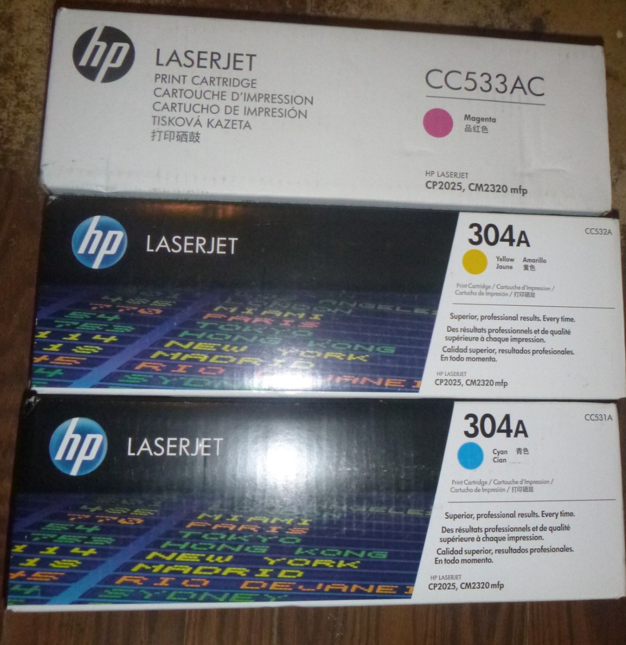 HP 304A LaserJet Toner Cartridges Cyan Magenta Yellow CC531A CC532A CC533A Set 3