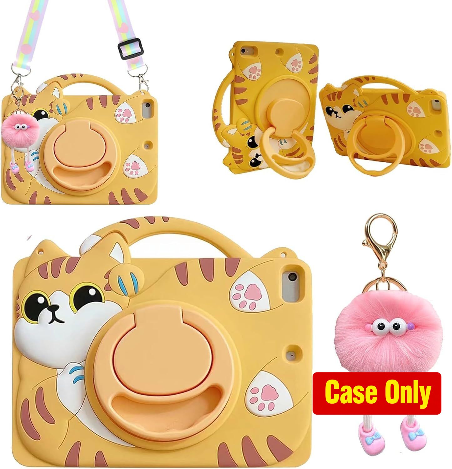 Case for Galaxy Tab A9 8.7 inch 2023, Cute Cat Design, Soft Silicone with Lanyar