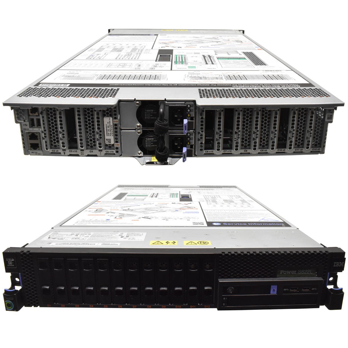 IBM Power S822 1x Power8 3.425Ghz 10C CPU 0GB RAM PC3 12x SFF 2.5 8284-22A
