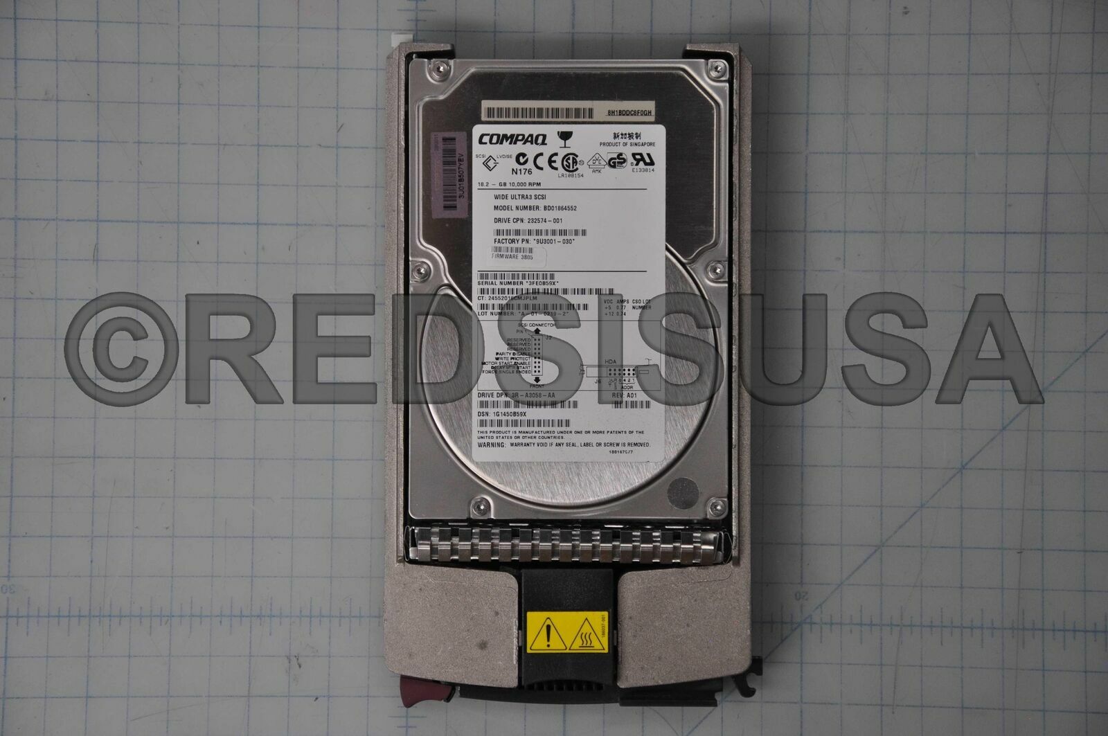 HP 18.2GB Ultra-160 SCSI LVD Hot Swap 3.5-inch Internal Hard Drive 180732-002