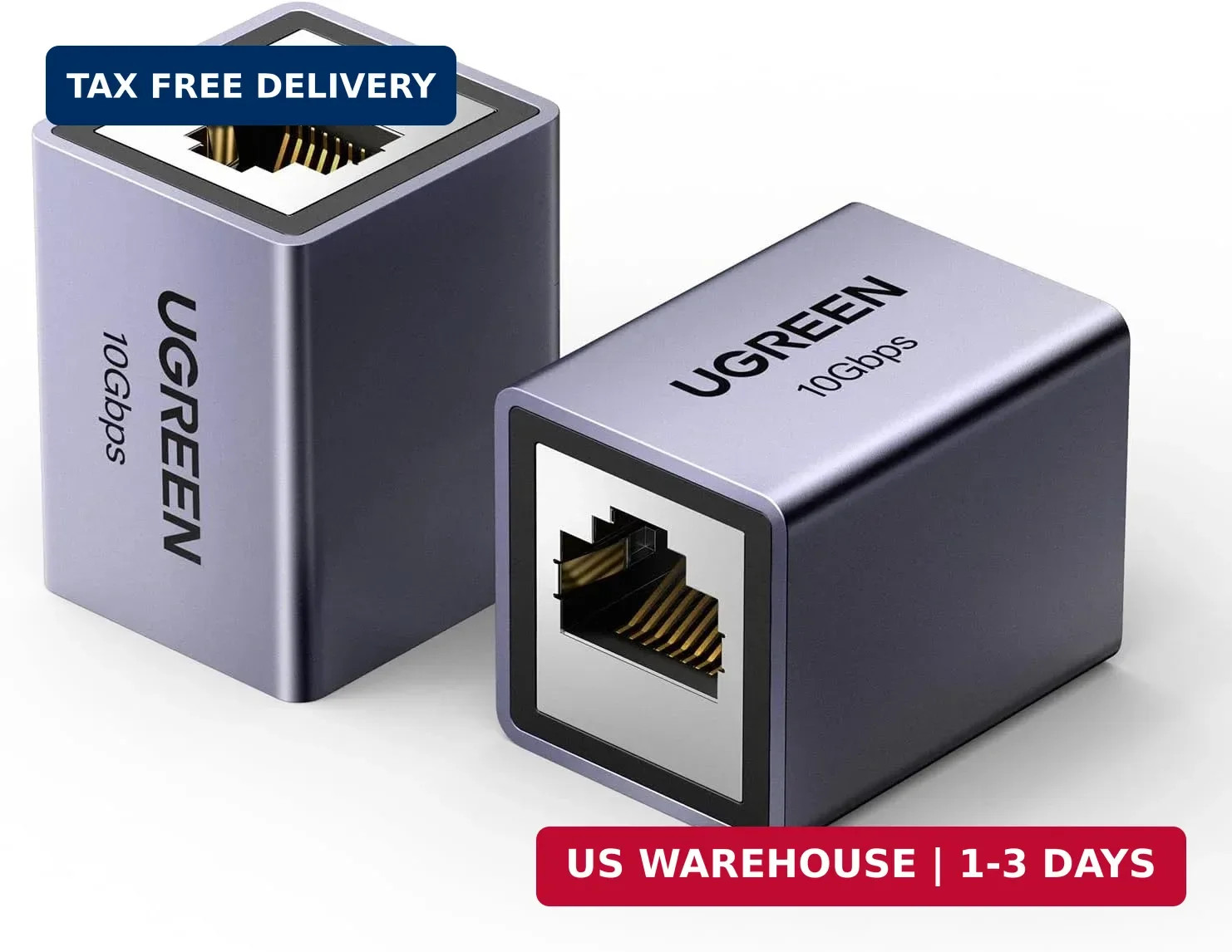 UGREEN Ethernet Coupler 10Gbps, 2Pack, Aluminum Alloy Shell, Space Grey