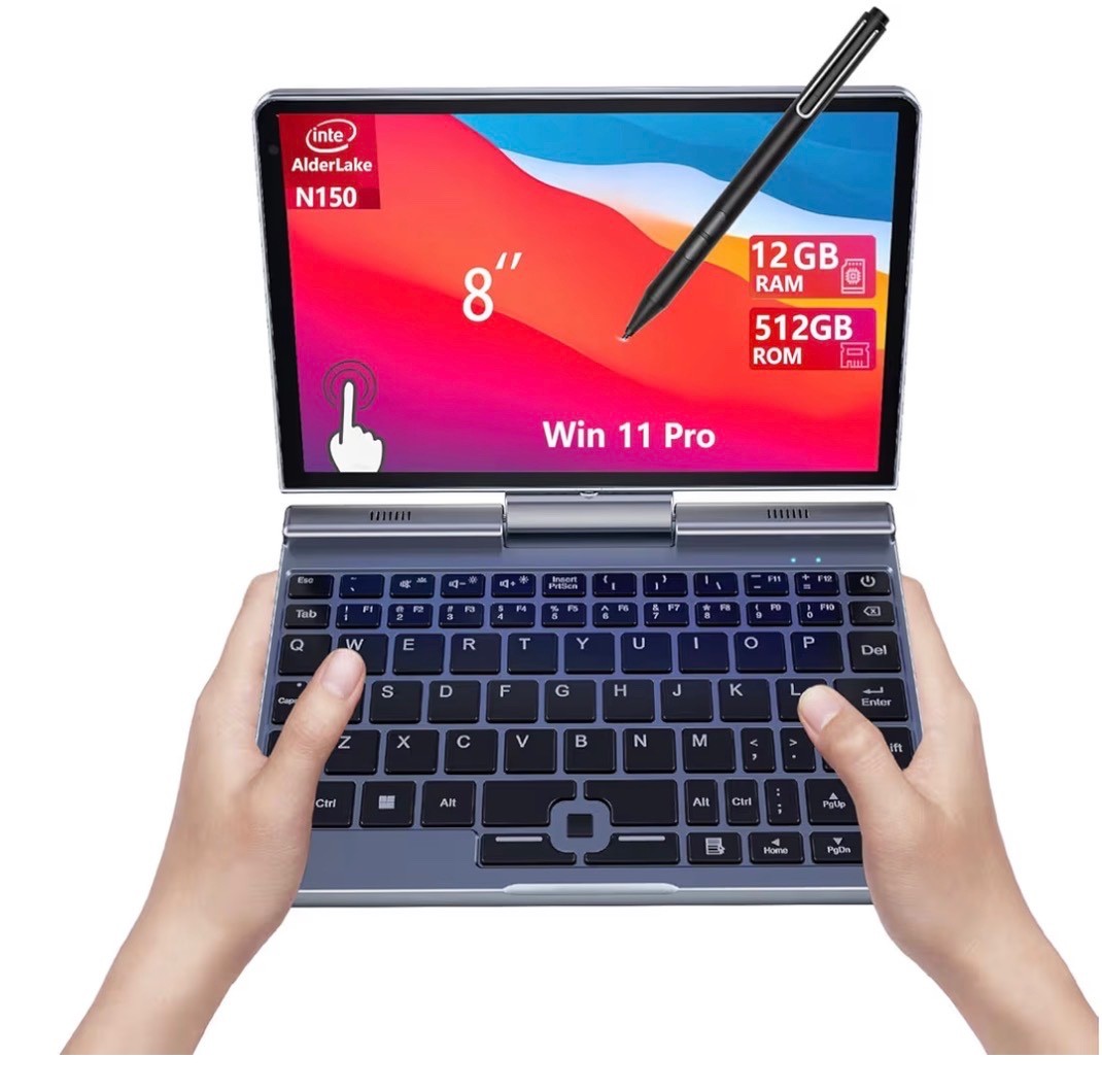  8 Inch 2-in-1 Mini Laptop Tablet PC,N150 (Up to 3.6GHz), 12GB LPDDR5 RAM, 512GB