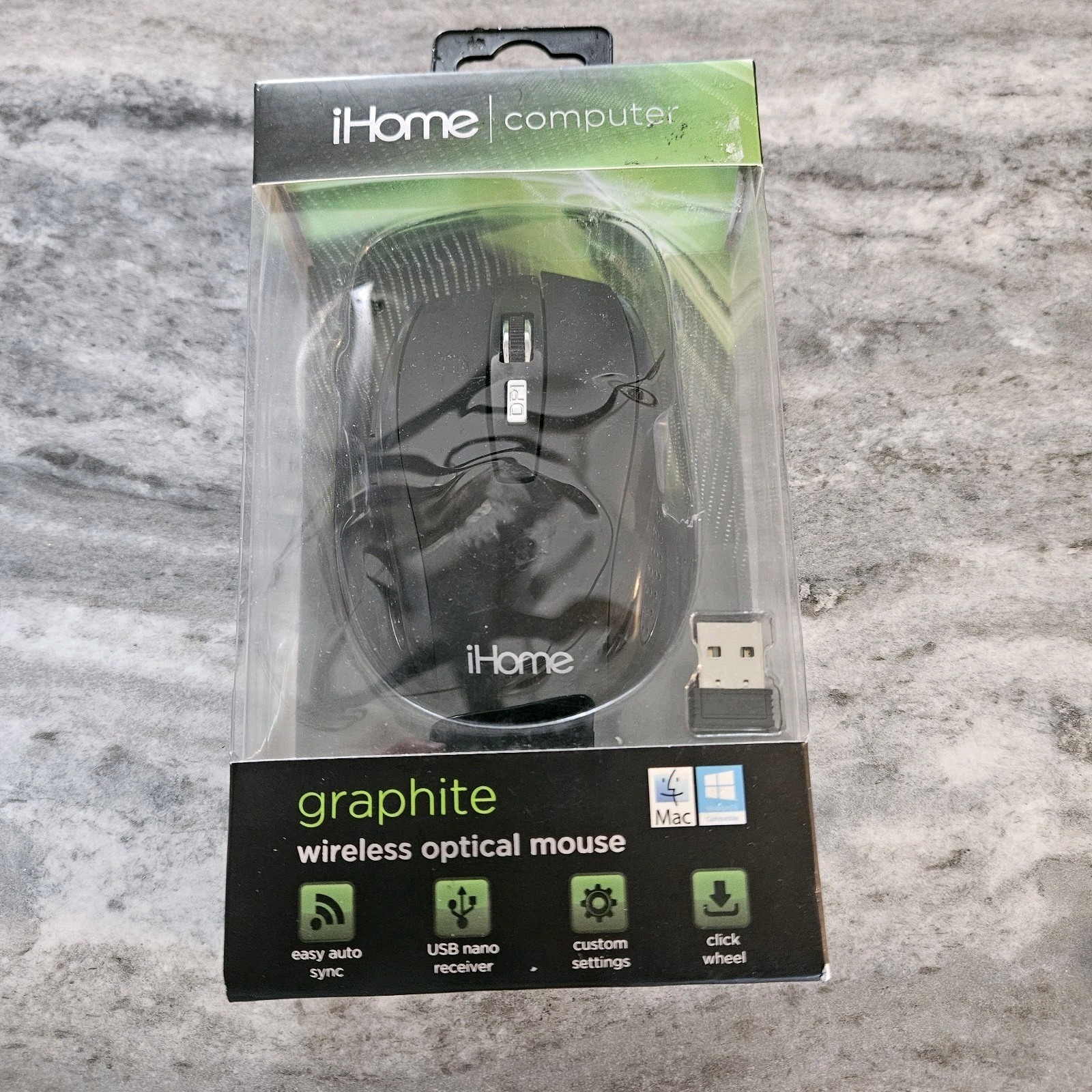 iHome Graphite Black Customizable Wireless Optical Mouse Mac - Microsoft Windows