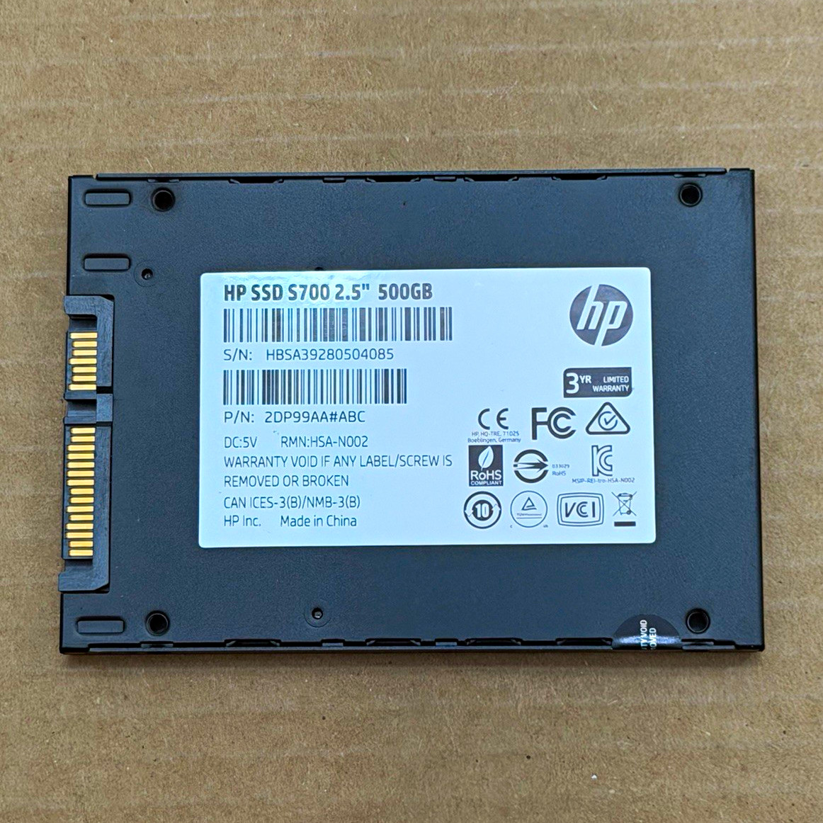 HP SSD S700 500GB 2.5in SATA III Internal SSD Black 2DP99AA#ABC