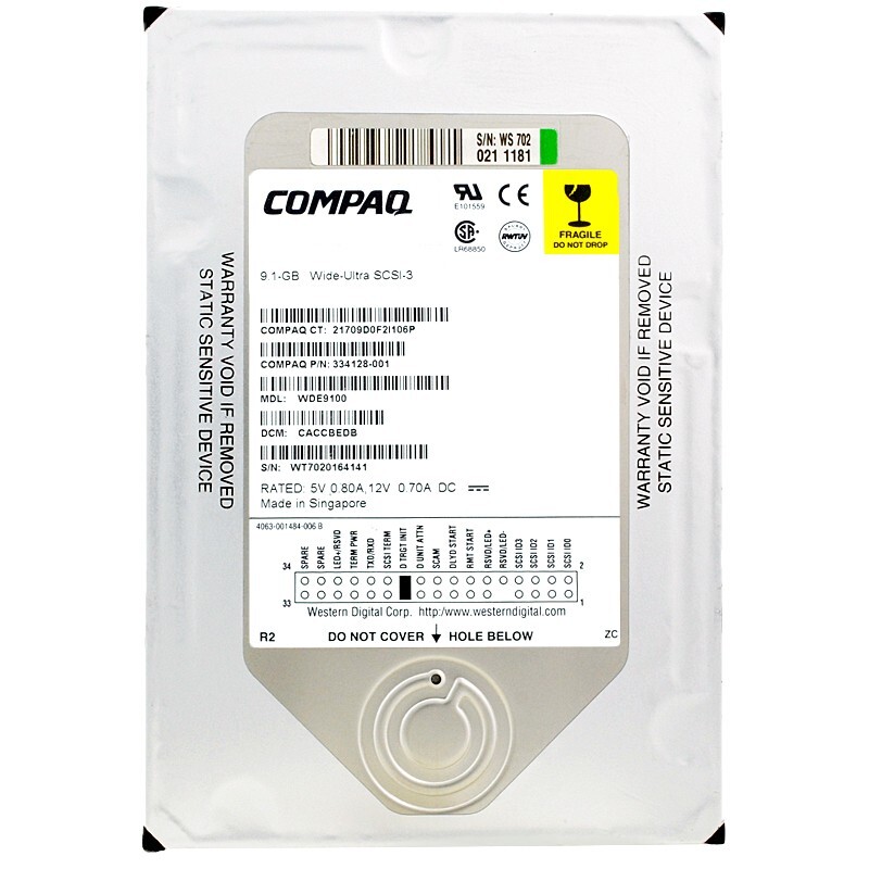 Compaq WDE9100 SCSI 68pin 9.1GB 7200Rpm 334128-001