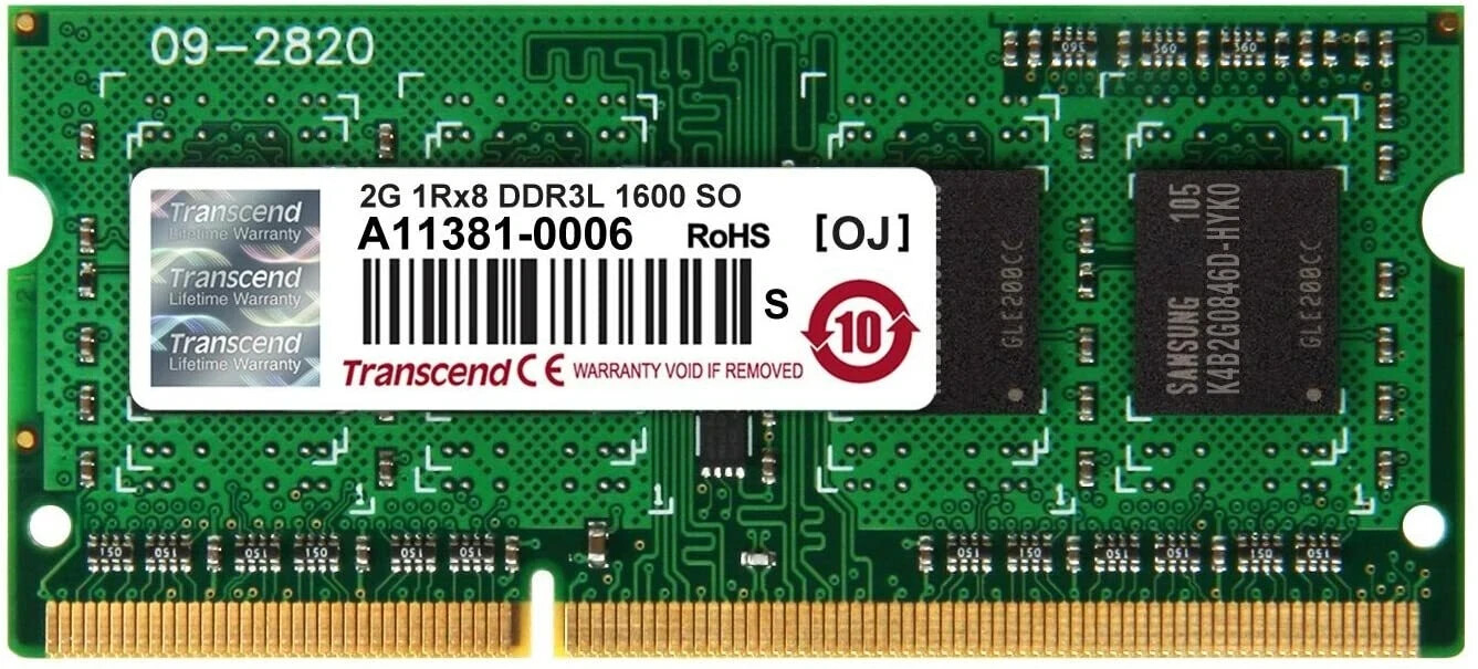 Transcend (2x 2GB) 1600MHz PC3-12800 1Rx8 1.5V 1.35V 204-Pin DDR3L SODIMM Memory