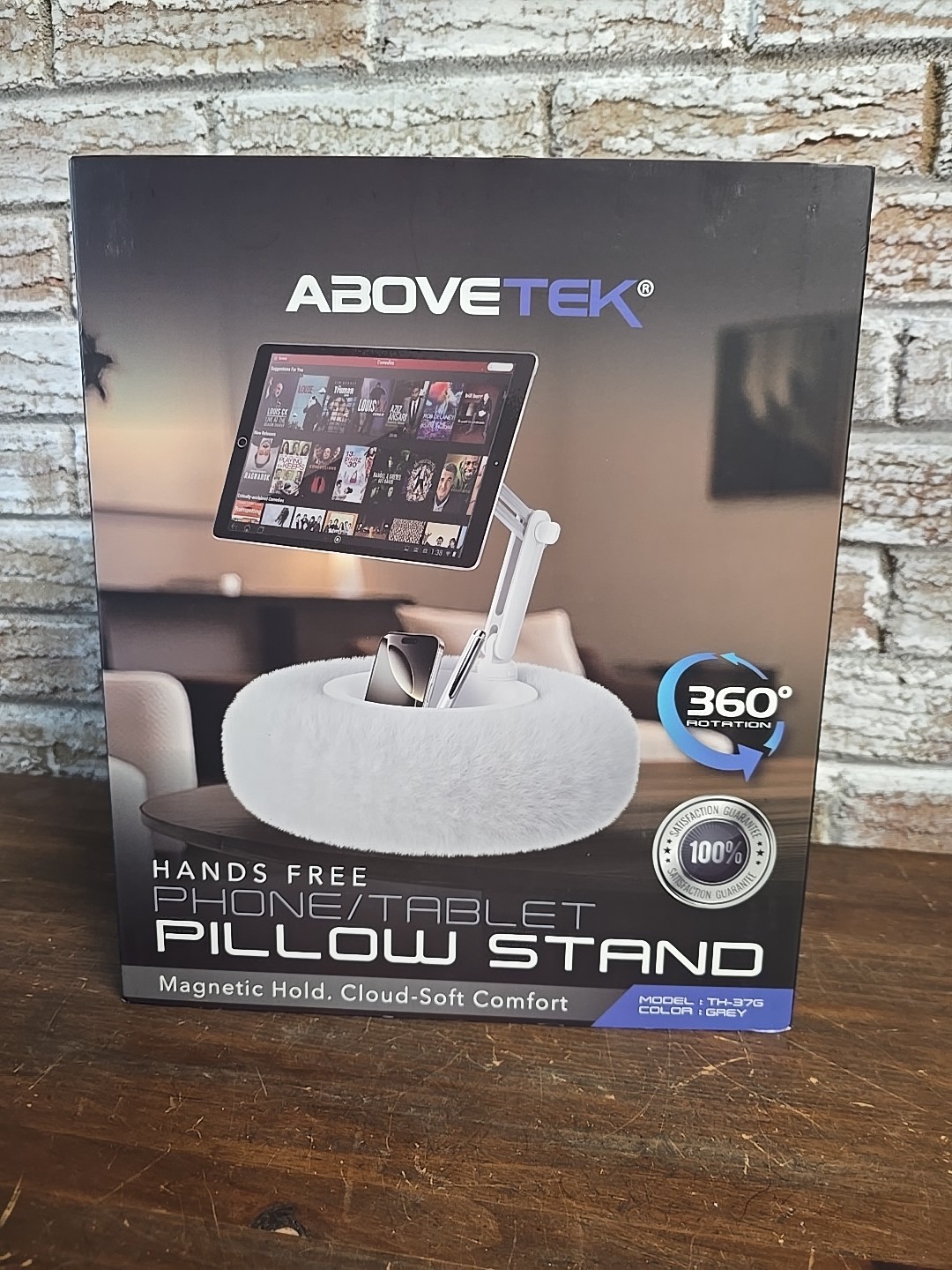 AboveTEK Tablet Pillow Holder for Bed, Hands-Free 360° Rotating Phone/iPad Stand