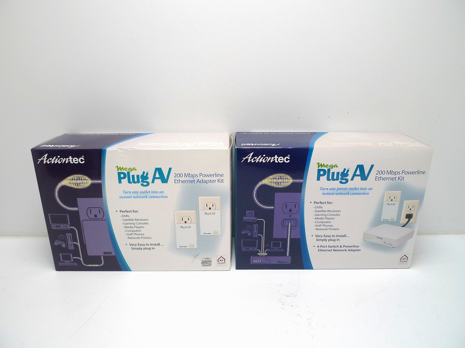 Actiontec MegaPlug AV 200 Mbps Powerline Ethernet Kit Set | Untested, As-Is