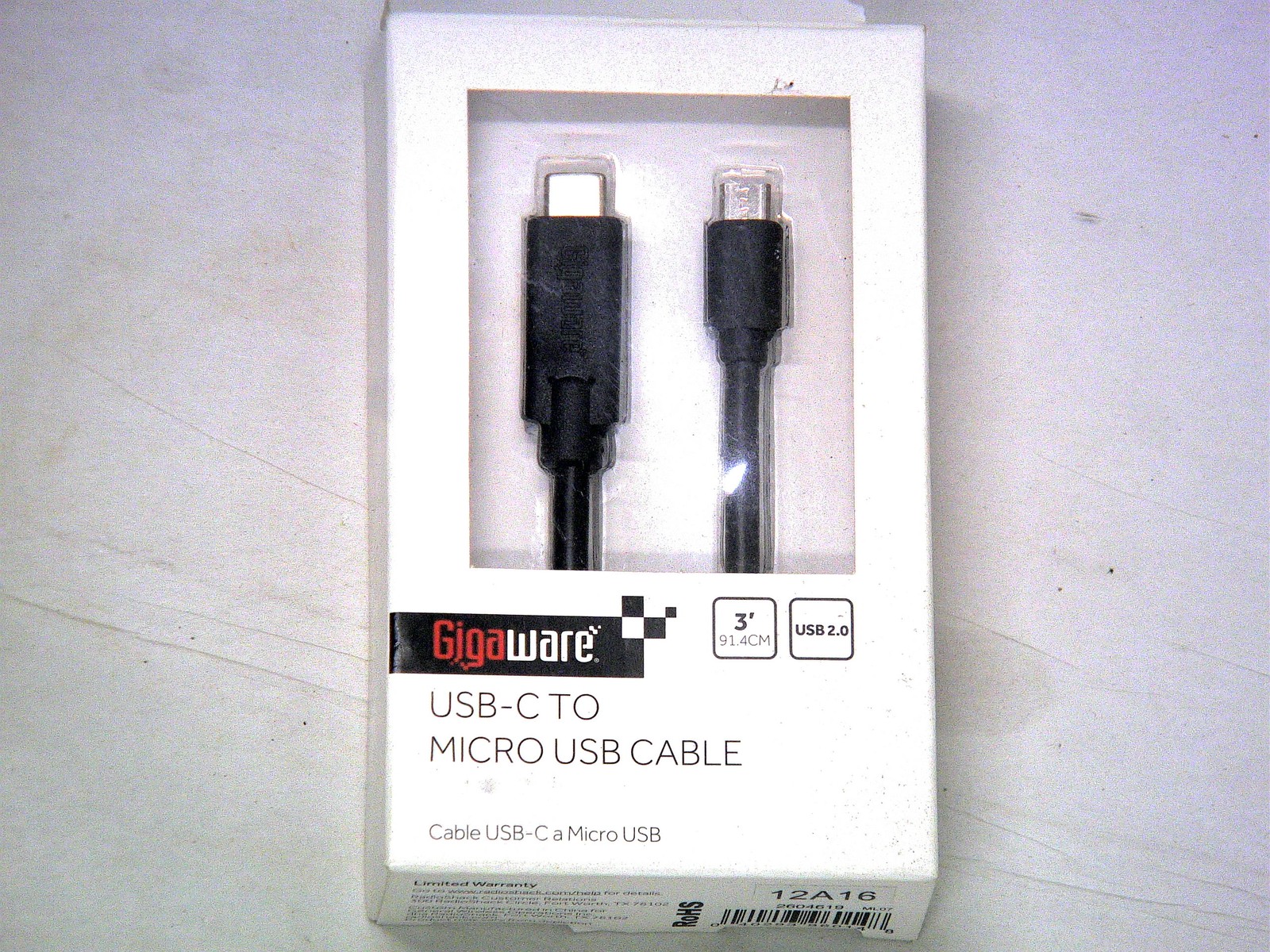 RadioShack 3' USB-C to Micro USB cable 2604619