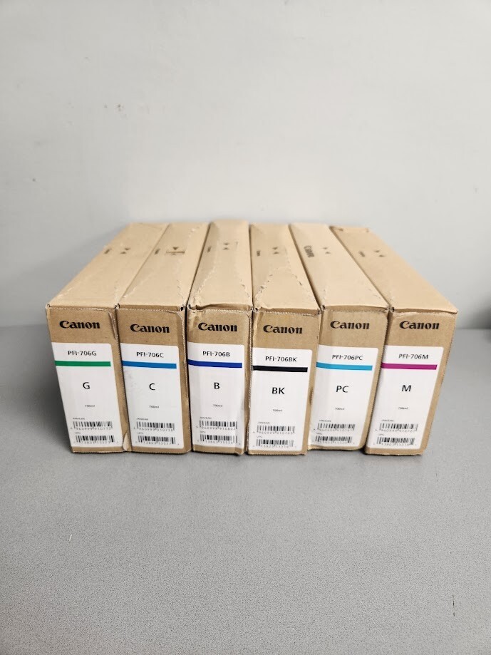 Canon PFI-706PC PFI-706BK PFI-706G PFI-706M PFI-706C,  PFI-706B Lot of 6