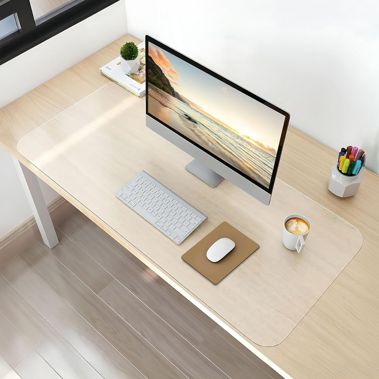 Clear Desk Mat Pad, 27.6"x15.7" Large Transparent Computer Desk Mat Plastic D...