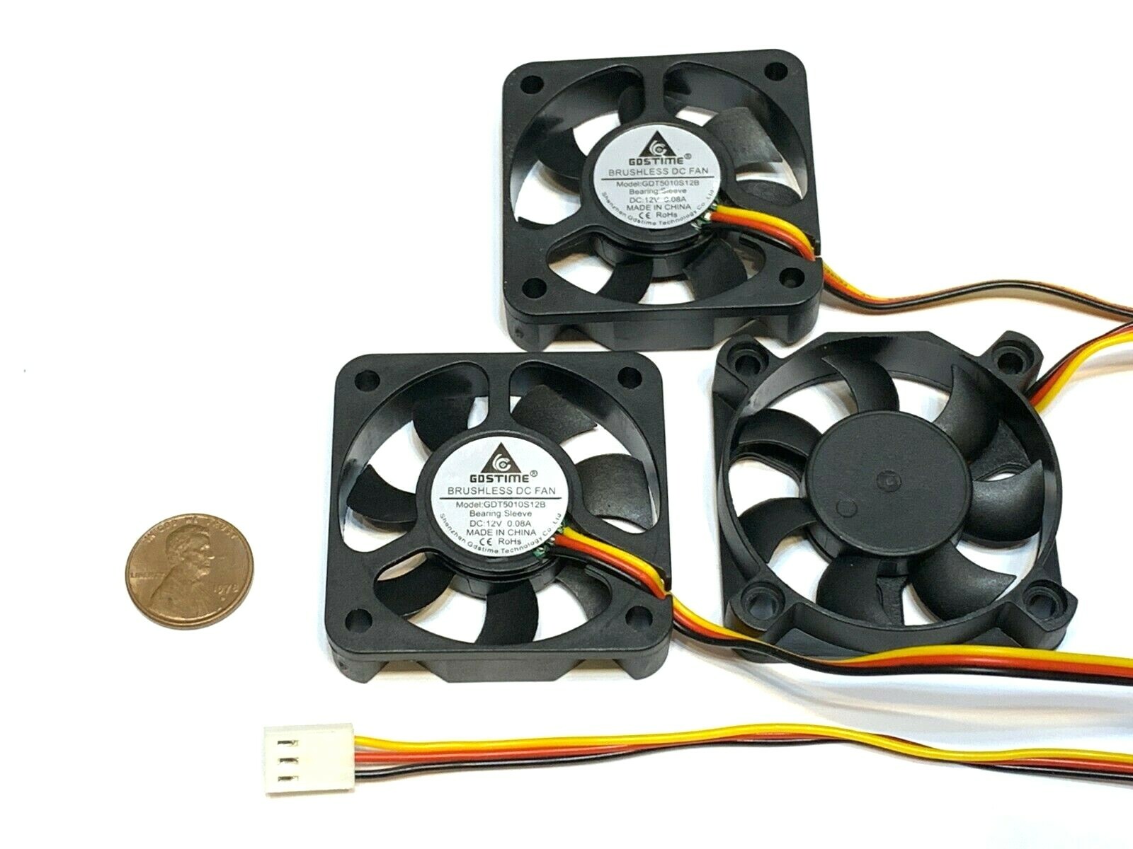 3 Pieces GDstime 12V 5010 3Pin Computer fan 50MM 5CM pc cooling Brushless C41