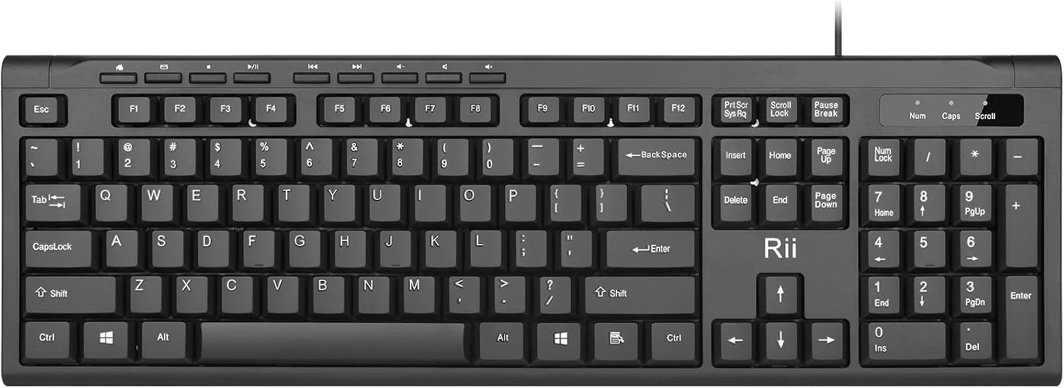 Compact USB Wired Keyboard Low Profile Keys Quiet Typing Black 1PCS