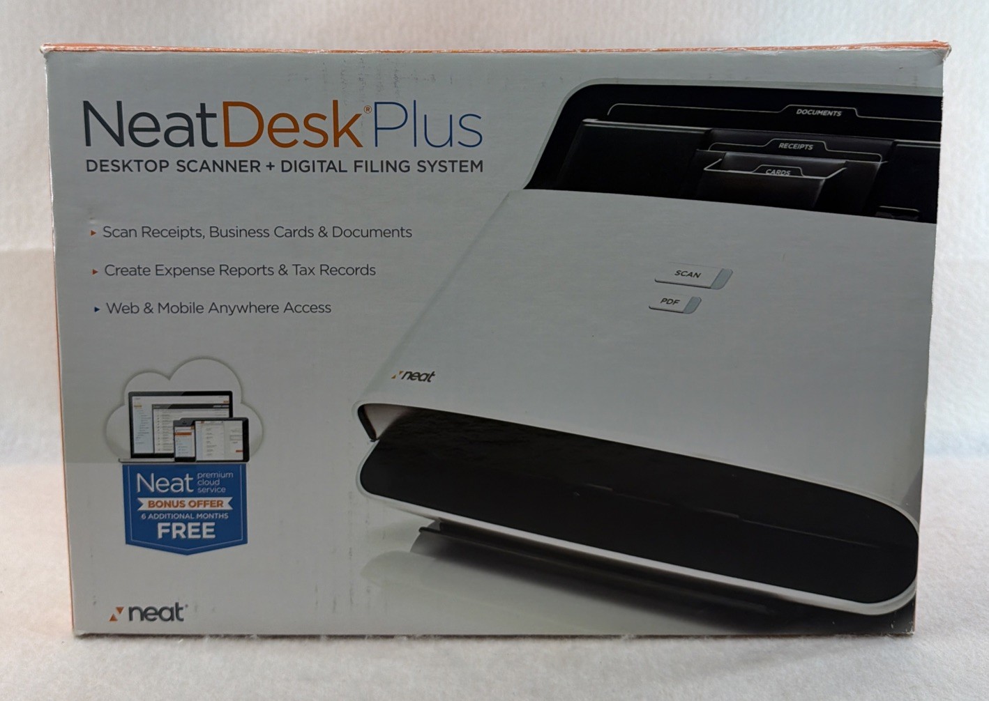 NeatDesk Plus ND-1000 Desktop Scanner Digital Filing System No Cords Untested.