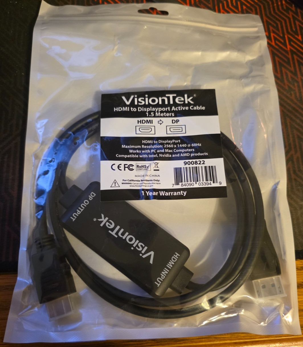 VisionTek HDMI to DisplayPort Active Cable 1.5M (5Ft) model [900822]
