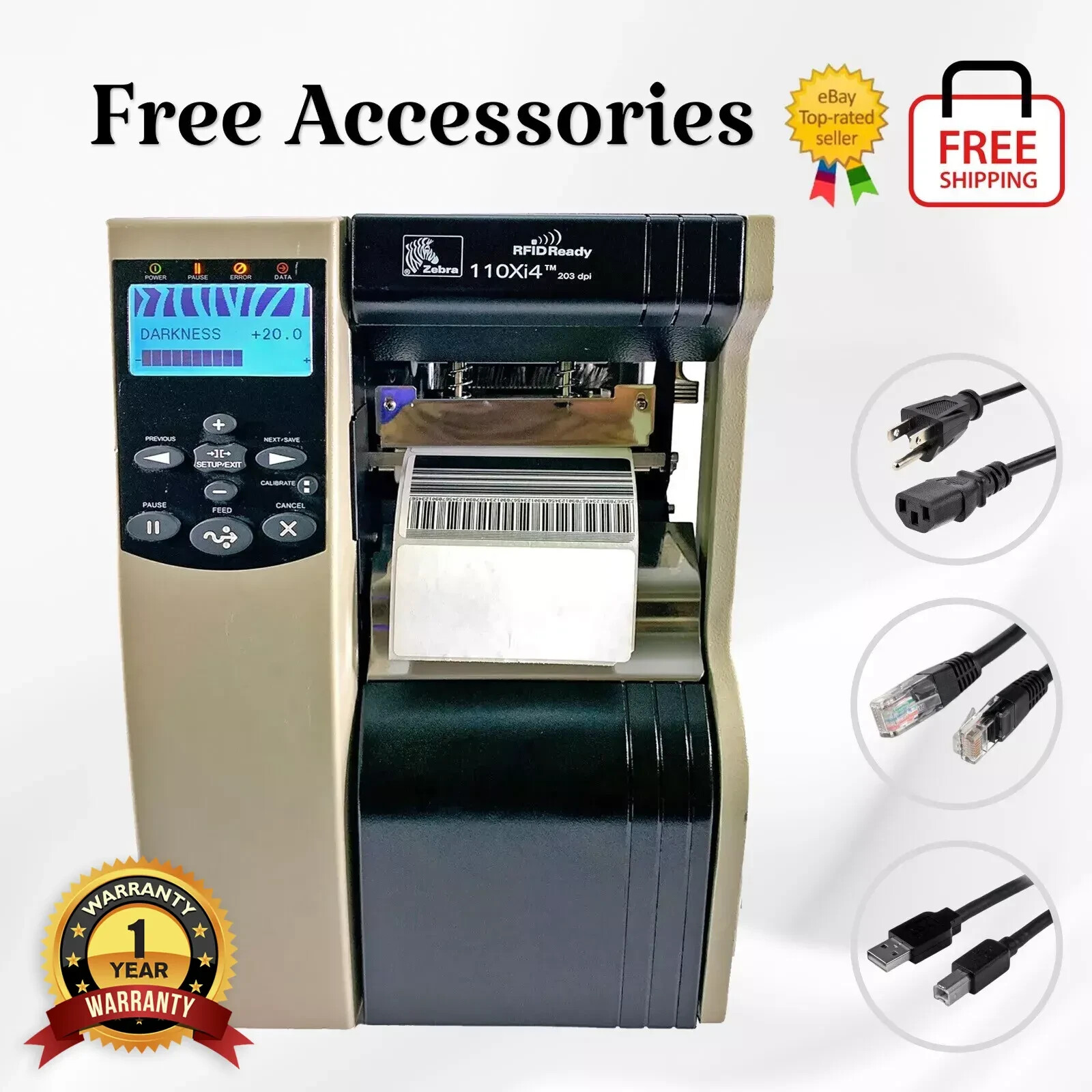 Zebra 110Xi4 Industrial Thermal Transfer Label Printer Ethernet USB 1YR WARRANTY