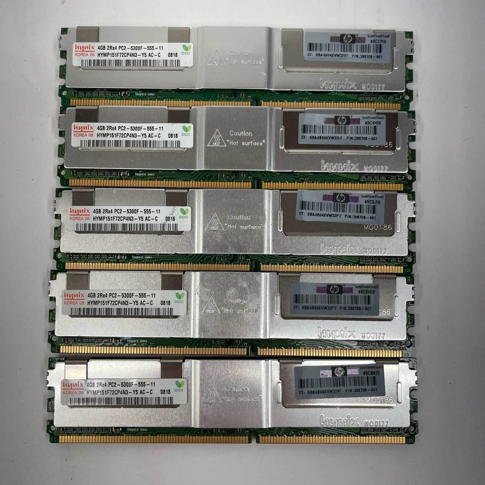 Hynix 20GB (5x4GB) PC2-5300F DDR2-667 FBDIMM Server RAM HP 398708-061 *READ*