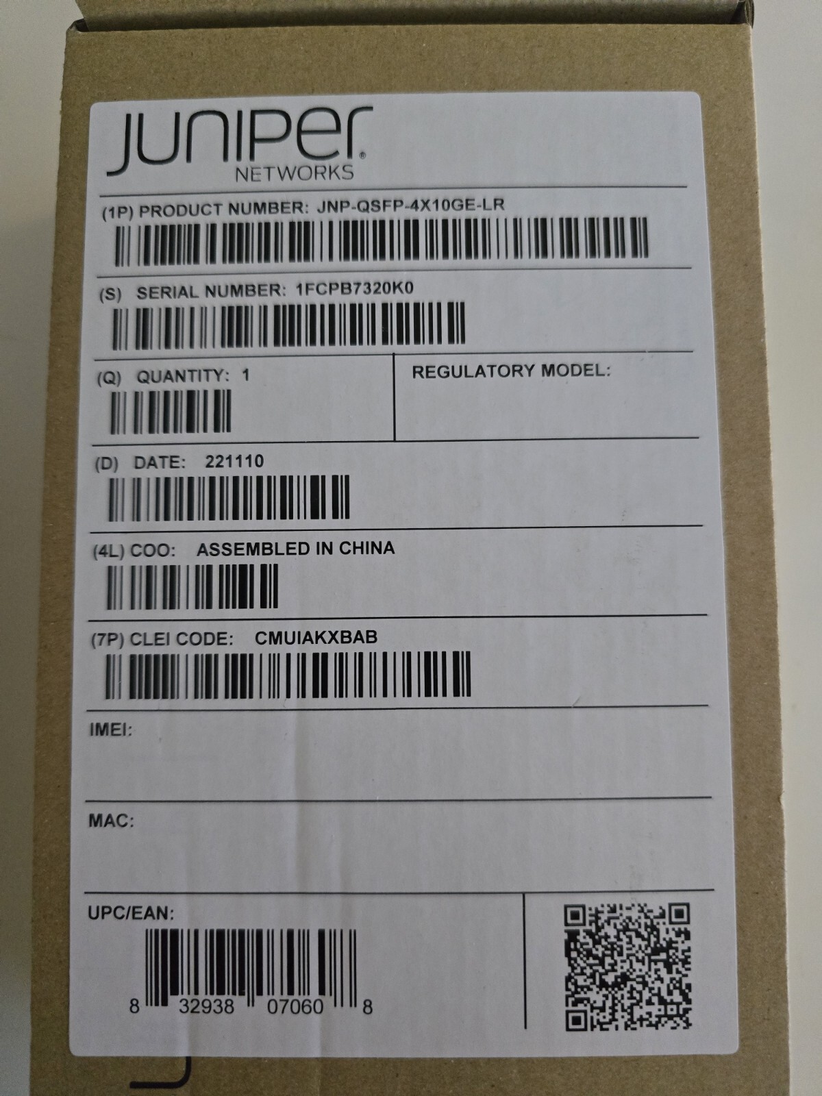 JUNIPER QSFP-4x10GE-LR