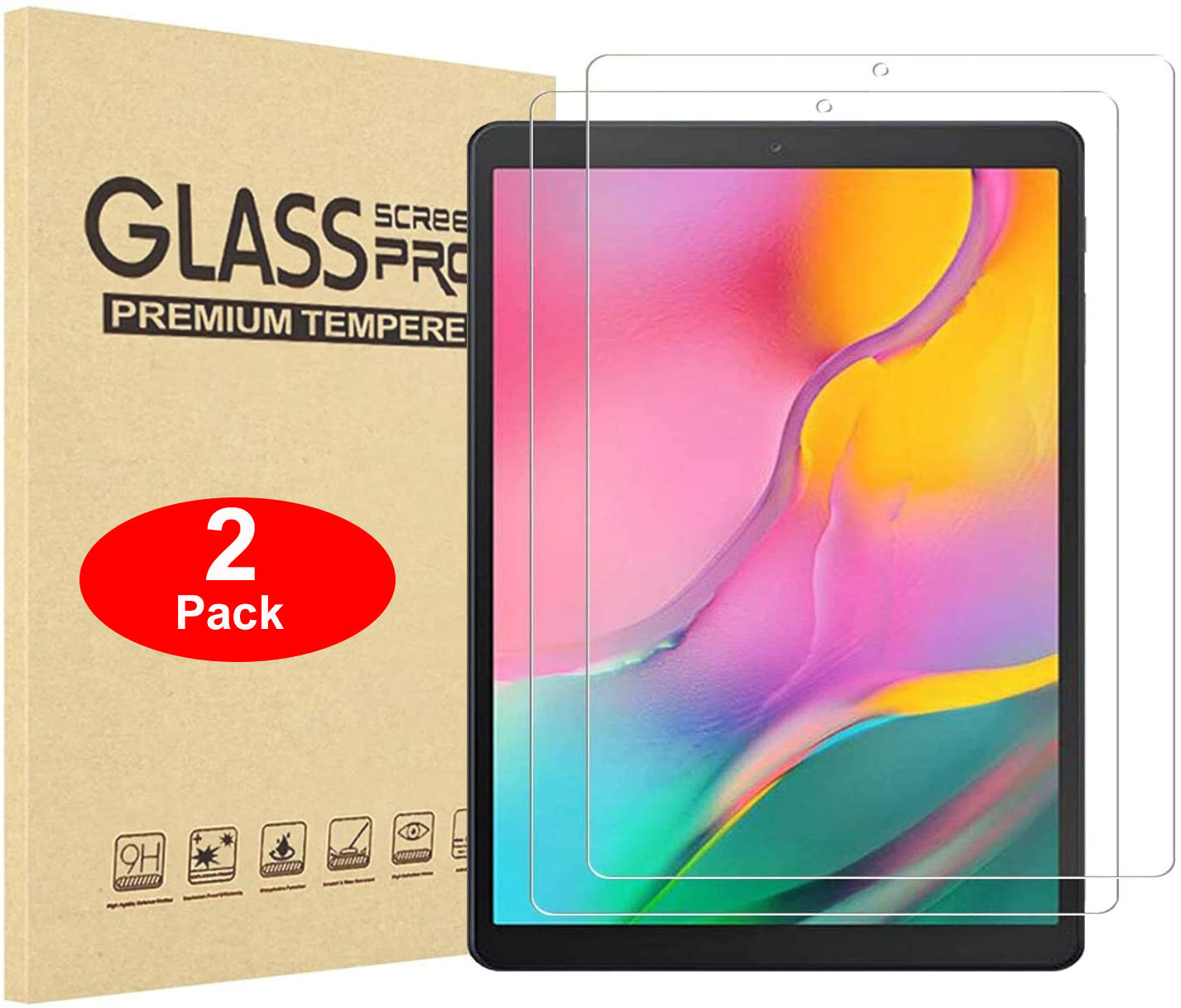 2 Pack Galaxy Tab A 10.1 Screen Protector Tempered Glass for Samsung SM-T510