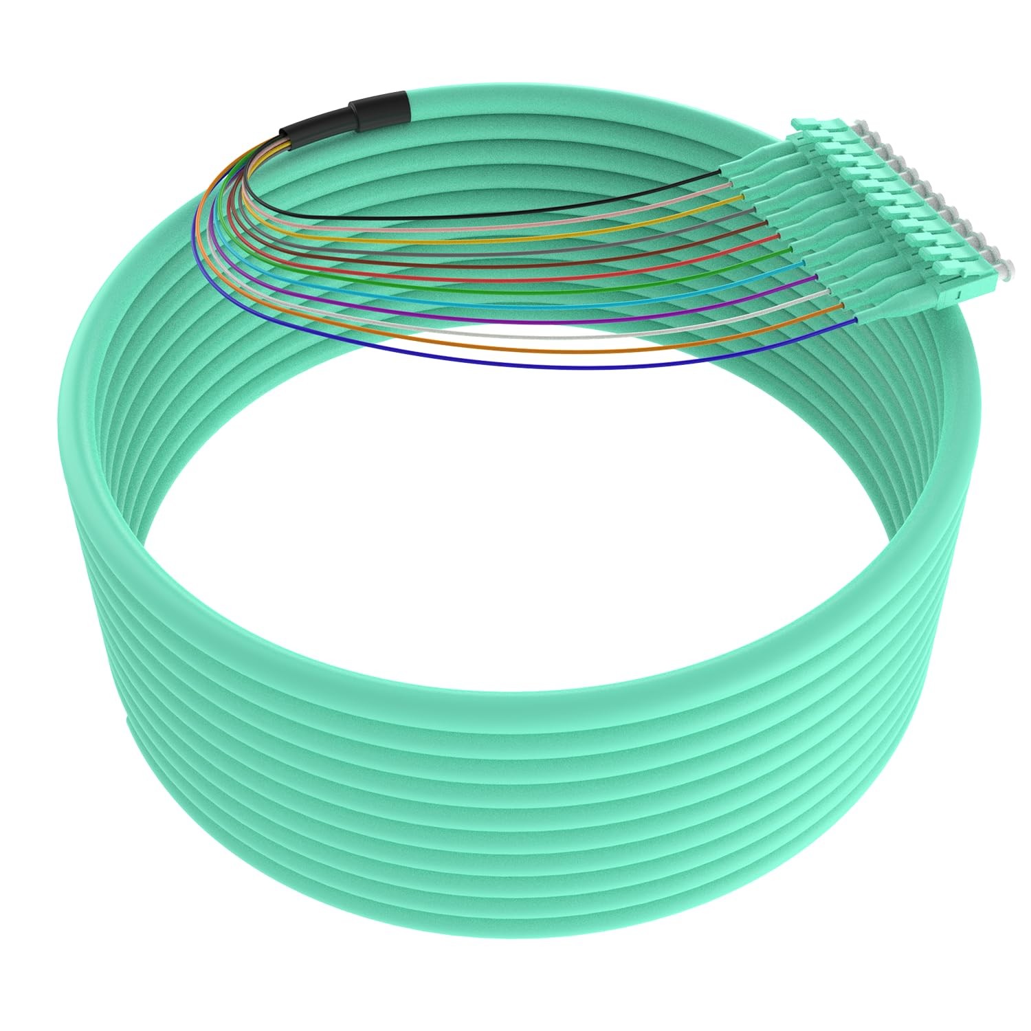 LC UPC 12 Strand Multimode Fiber Pigtail Cable OM3 OM4 50 125 1.5m 5ft