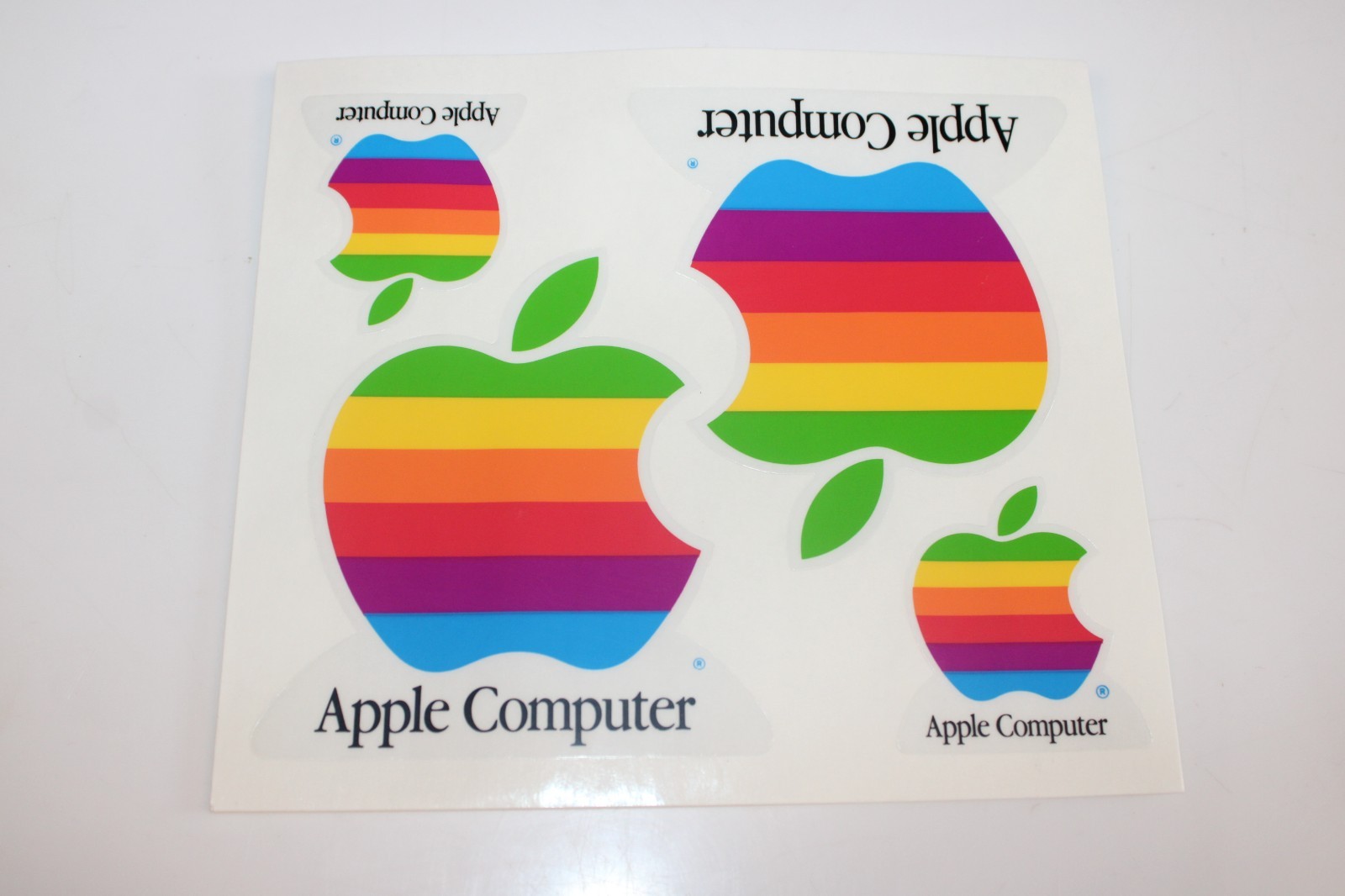 Vintage 80s Apple Macintosh Computer Decals Stickers 4 Sticker Sheet Rainbow Mac