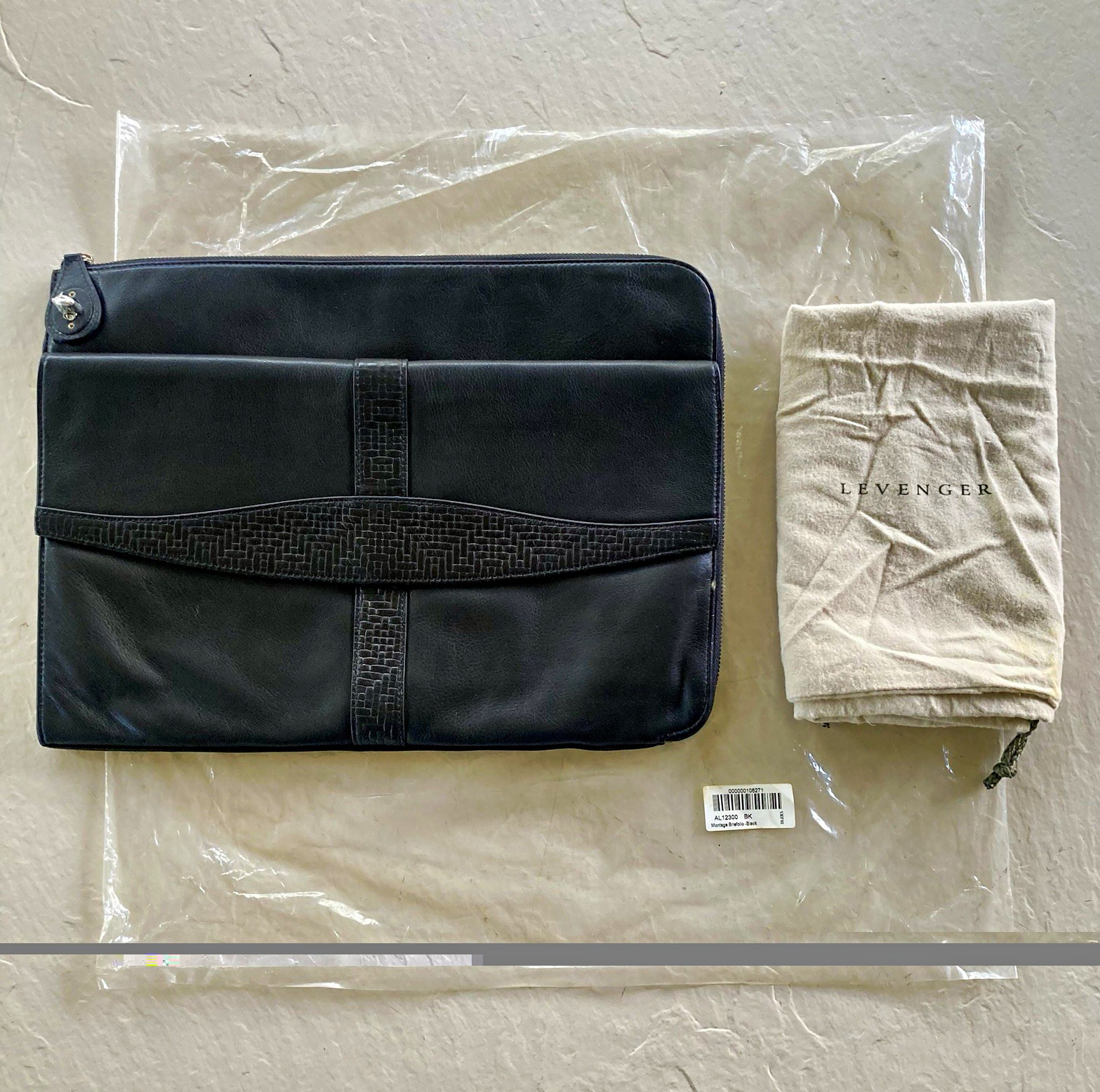 Vintage NOS Levenger Montage Briefolio Black Leather Tablet Portfolio AL12300
