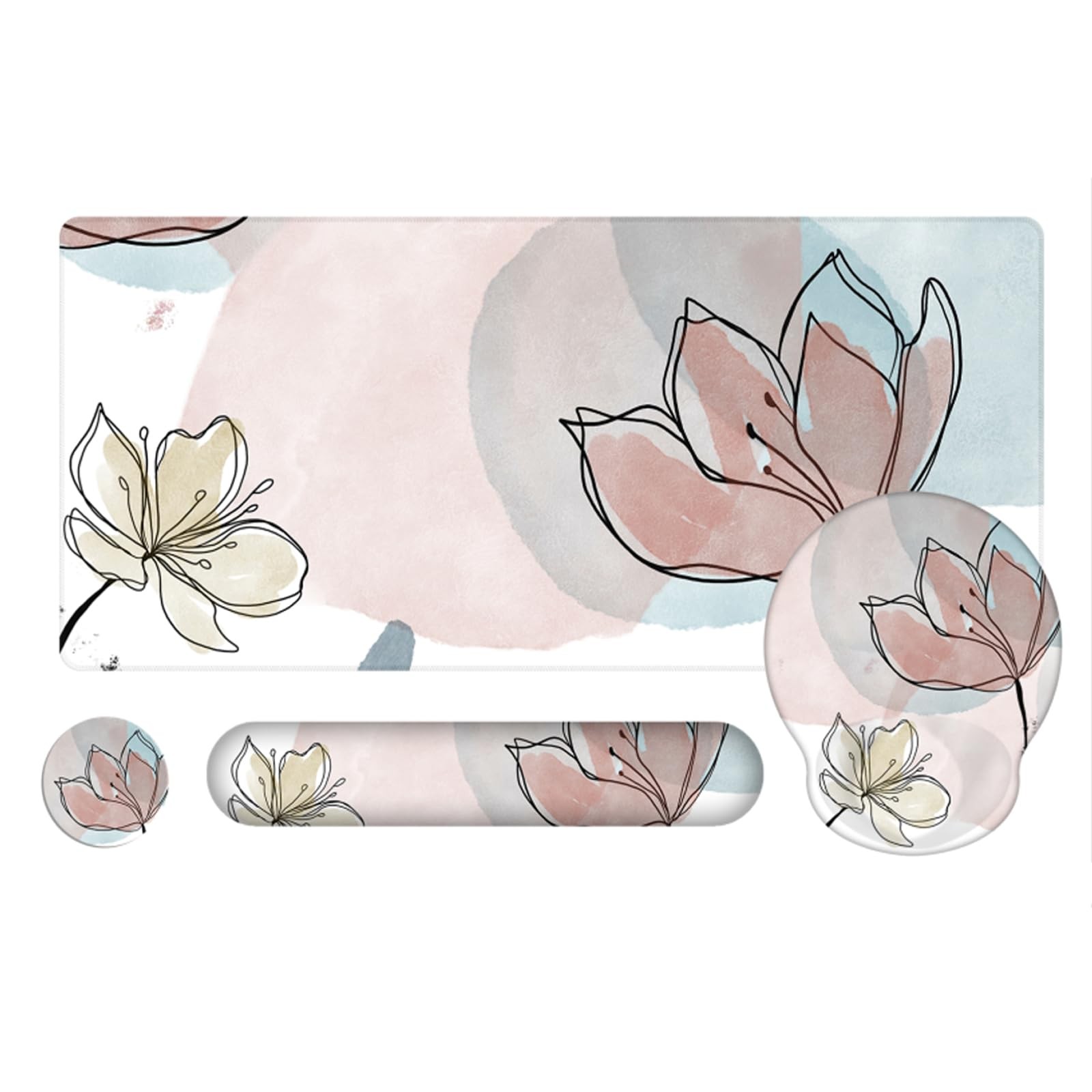 MEGREZ 4-in-1 Ergonomic Memory Foam Wrist Floral Pattern (Multi-color)