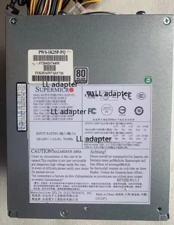 Supermicro medical device server power supply PWS-1K25P-PQ 1200W DPS-1200QB