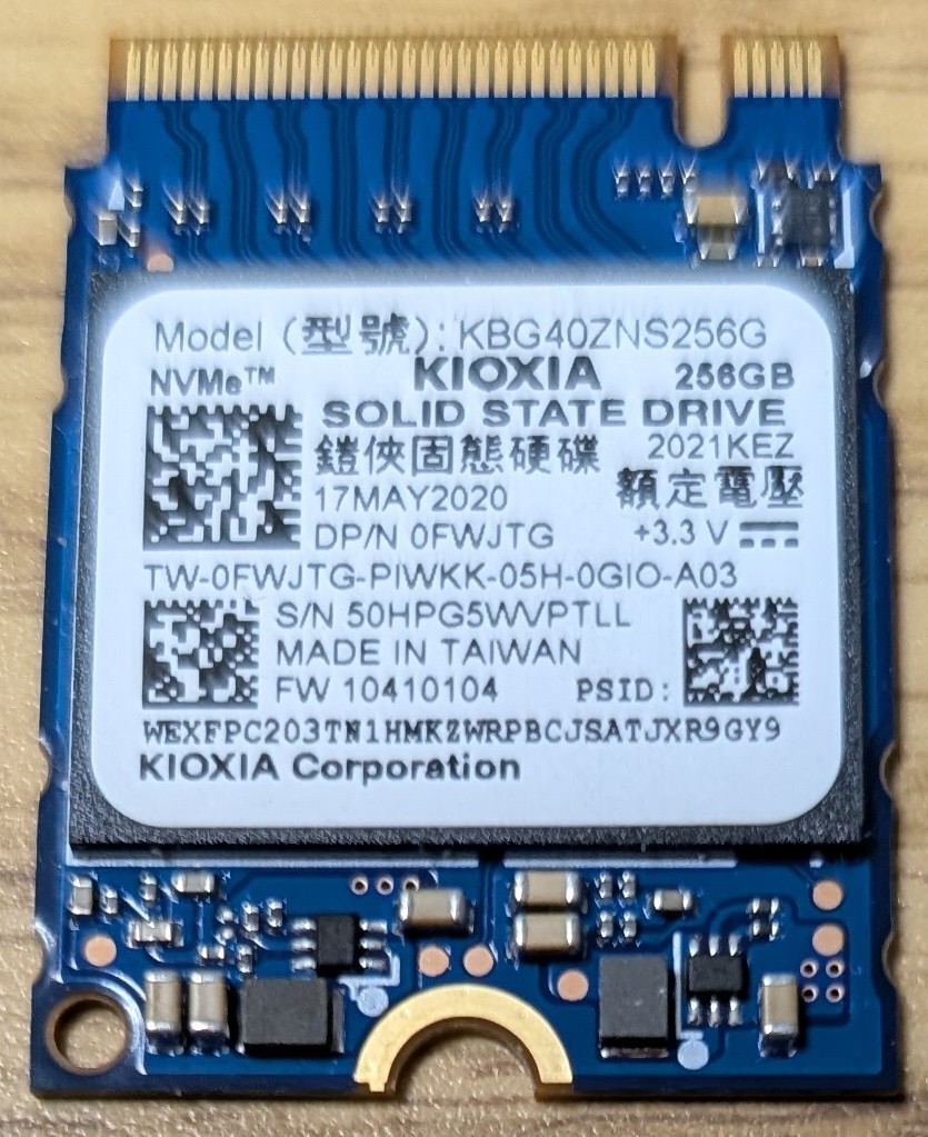Kioxia KBG40ZNS256G 256GB PCIe NVMe M.2 2230 Solid State Drive SSD